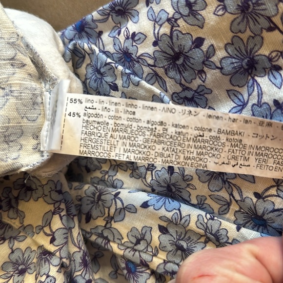 Zara girls blue floral wide leg pants paper bag waist size 13-14 - Picture 8 of 8